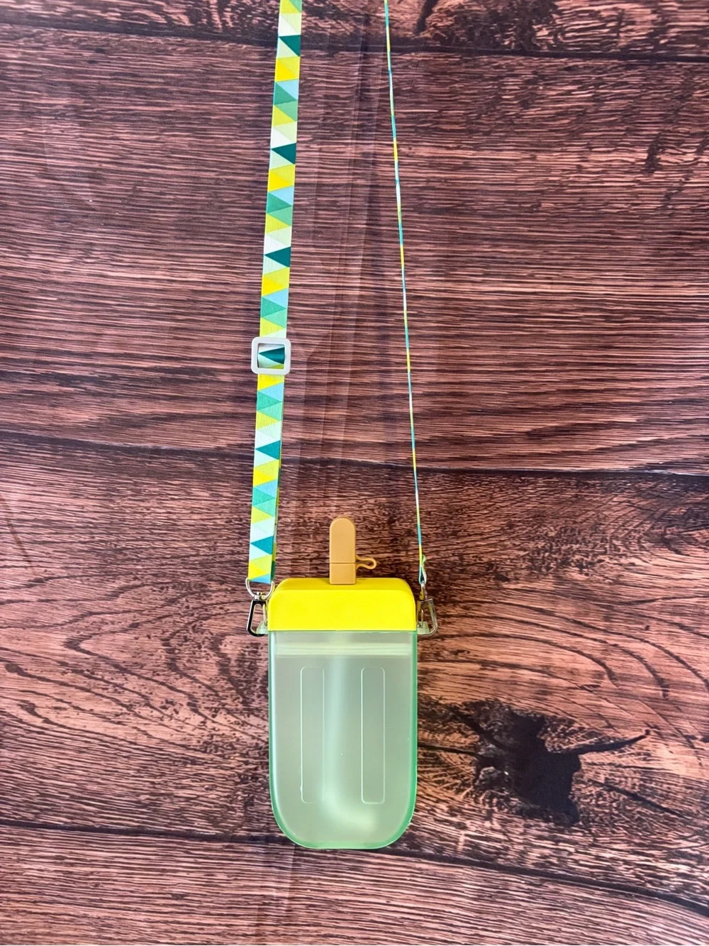 Kids creamsicle water/ canCrossbody Pouch in Yellow and Green - Adjustable Strap